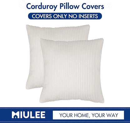 MIULEE Winter Pack of 2 Corduroy Pillow Covers Soft Soild Striped Throw Pillow - Image 6
