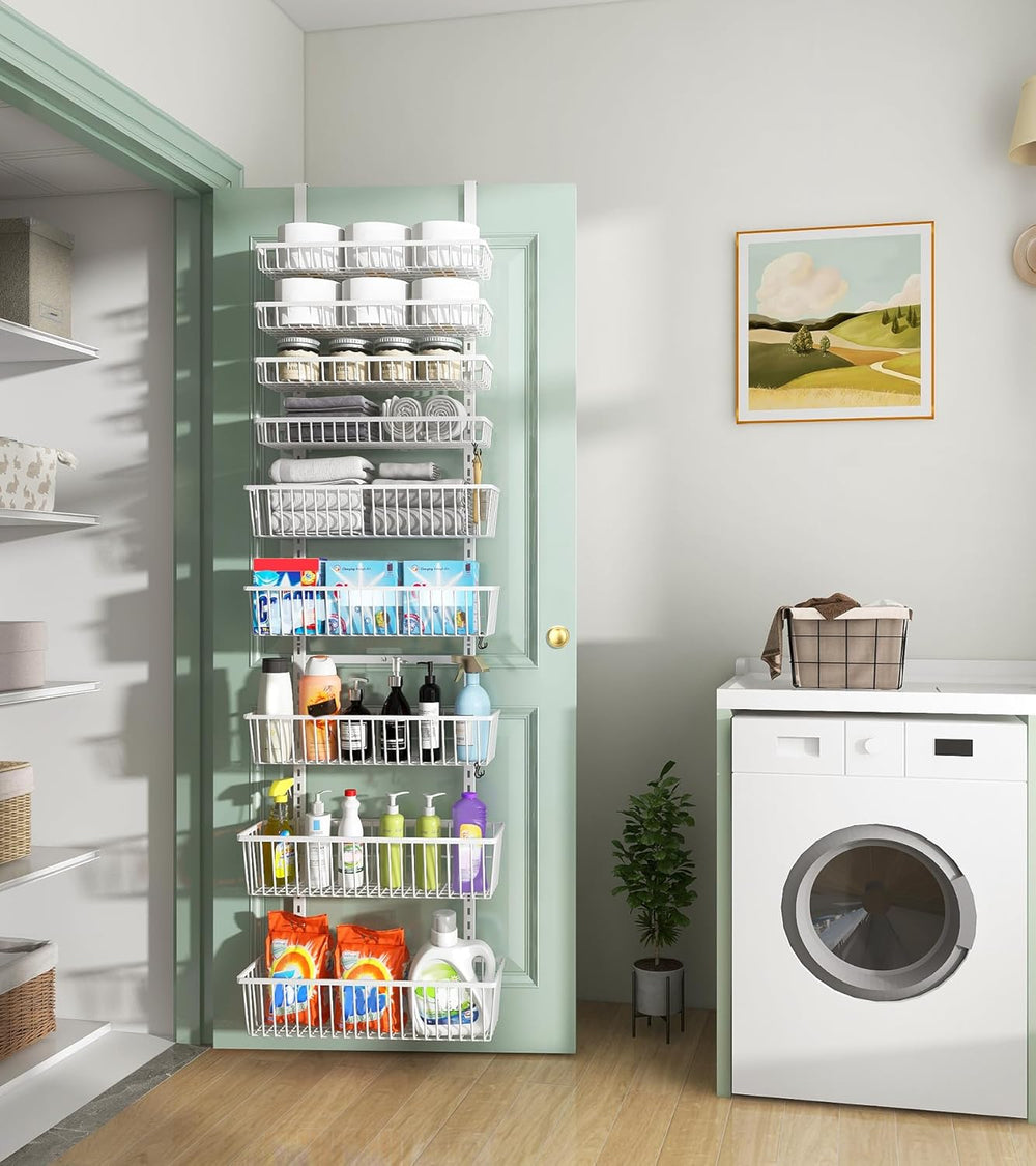 Mefirt White 9-Tier Over The Door Pantry Organizer, Pantry Organization