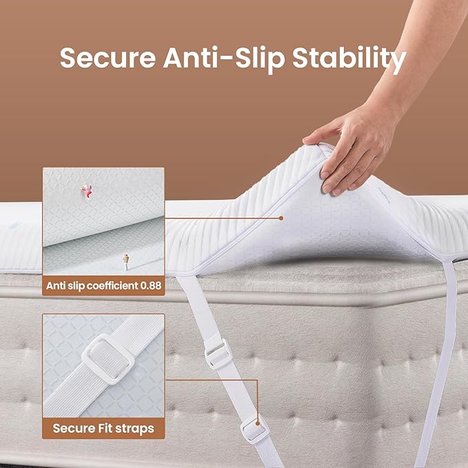 OhGeni 3 Inch Cooling King Size Gel Memory Foam Mattress Topper Pad, Medium - Image 2