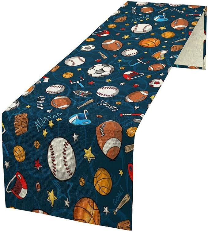 SportsTable Runner Football Baseball Hockey Star Blue Sport Game Days Seasonal by moderw