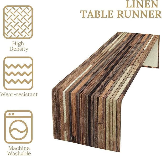 Rustic Wooden Barn Door Table Runner Wood Plank Brown Barnwood Country Lodge - Image 7