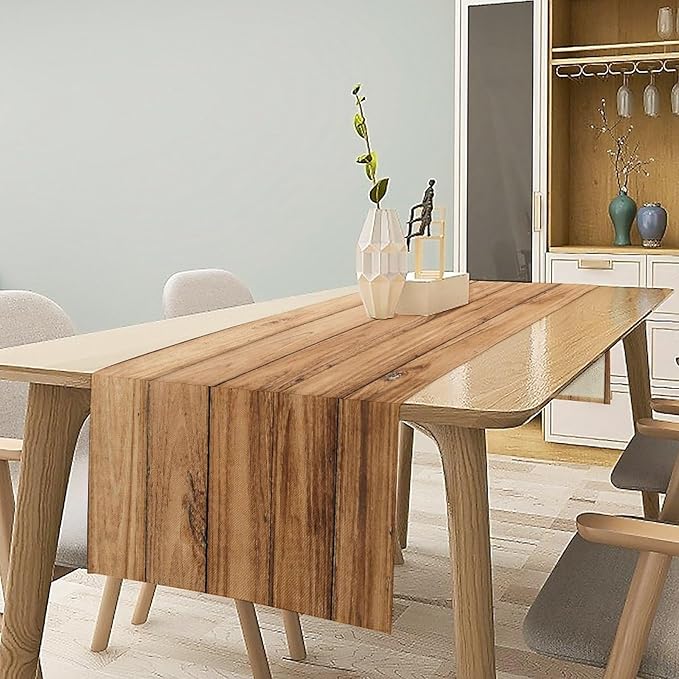 Brown Wood Vintage Table Runner Weathered Wood Background Old Board Kitchen - Image 3