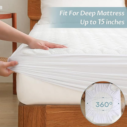 Twin Size Waterproof Mattress Protector Fitted Quilted Mattress Pad Cover - Image 5