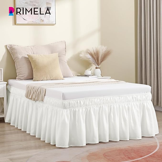 RIMELA White Bed Skirt Full Size 12 Inch Drop, Elastic Bed Skirting - Image 6