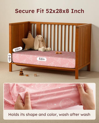 Baby Crib Sheets for Boys Girls, Breathable Soft Microfiber Baby Sheet Pink - Image 3