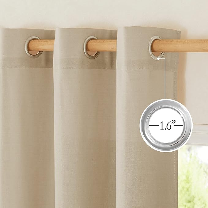 NICETOWN Linen Flax Semi Sheer Curtains 92" Length, Grommet Window Treatments - Image 4