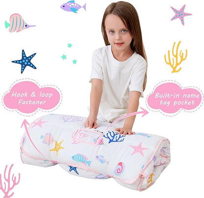 Toddler Nap Mat with Pillow and Blanket, Extra Large Rolled Napping Mats - Image 4