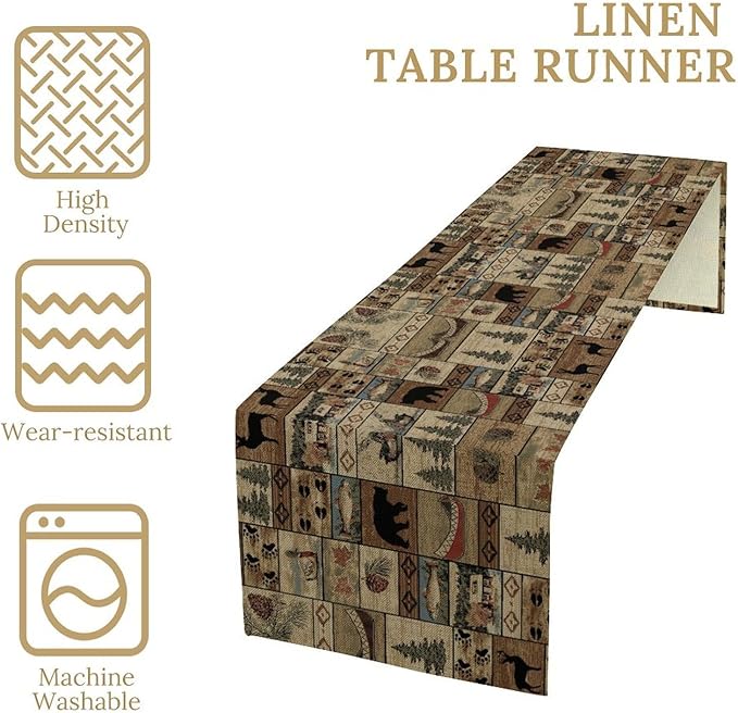 Wildlife Bear Table Runner, Rustic Cabin Animal Farmhouse Table Runner - Image 6