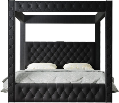 jocisland queen canopy bed frame velvet upholstered headboard, view 9