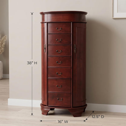 hives and honey daley oval jewelry armoire, stylish showing dimensions