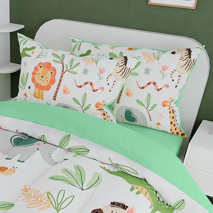 Jungle Animal Kids Bedding Set for Boys Girls, Ultra Soft Microfiber Comforter - Image 5