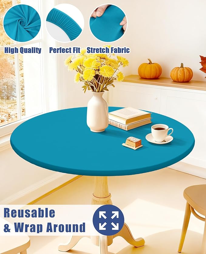 Round Spandex Tablecloth, Elastic Fitted Waterproof Tablecloths - Image 5