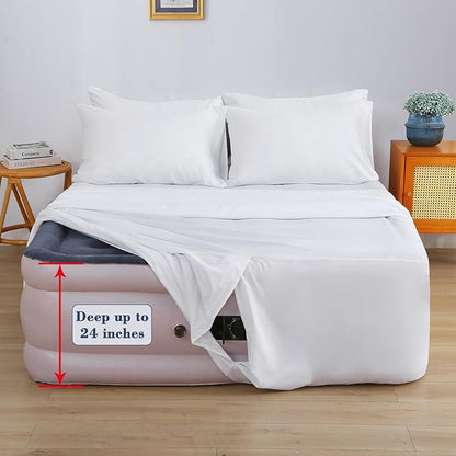 Air Mattress Sheet Set for 16-24 Inch Air Beds Queen Size, Deep Pocket Fitted - Image 4
