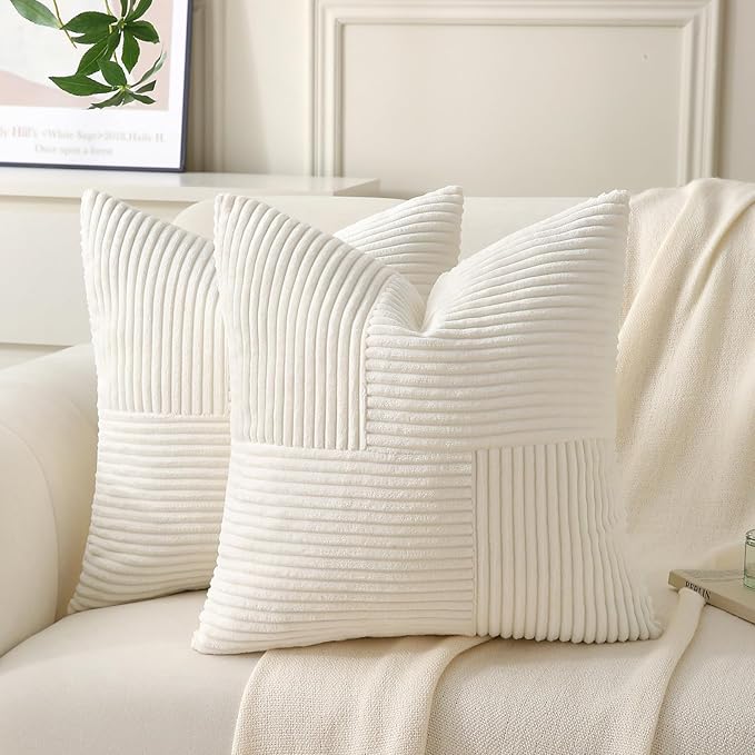 Cream Throw Pillow Covers 24x24 inch, Farmhouse Home Decor, Boho Decorative by Unknown