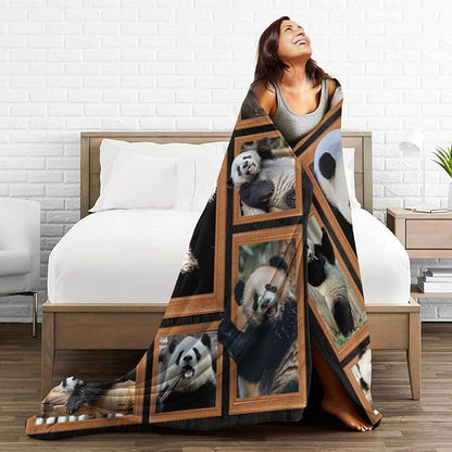 Panda Blanket Panda Throw Blanket Flannel Stuff Merch Cozy Decor Fleece Plush - Image 5