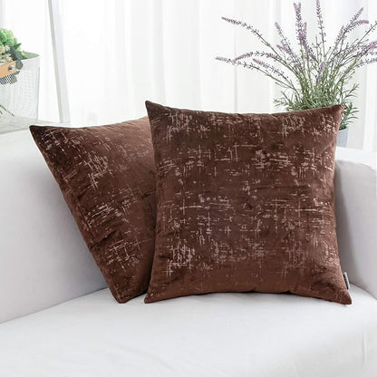 HWY 50 Coffee Velvet Throw Pillow Covers 18x18 Inch by HWY50