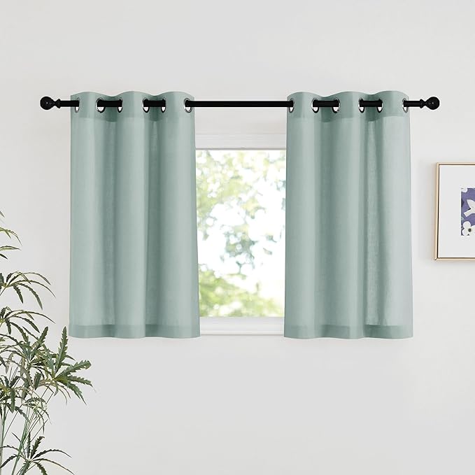 NICETOWN Sage Green Short Linen Curtains by NICETOWN