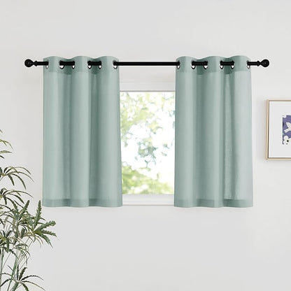 NICETOWN Sage Green Short Linen Curtains by NICETOWN