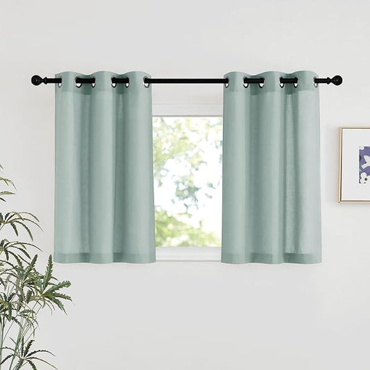 NICETOWN Sage Green Short Linen Curtains by NICETOWN