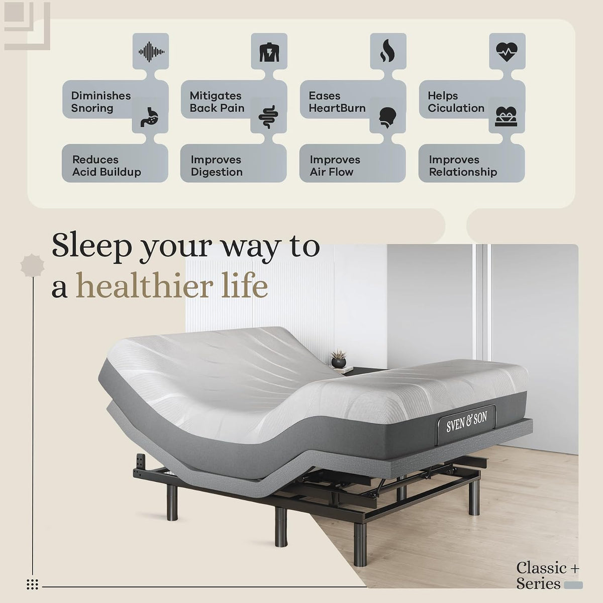 sven & son harmony adjustable bed base, head, close-up detail