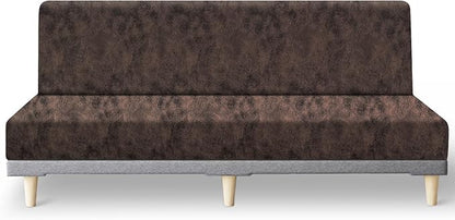molasofa Leather Like Stretch Futon Slipcover Armless Futon Bed Sofa Cover by Molasofa