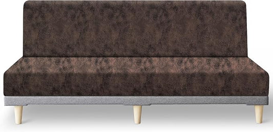 molasofa Leather Like Stretch Futon Slipcover Armless Futon Bed Sofa Cover by Molasofa