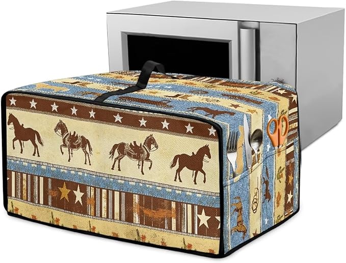 Horse Star Stipe Print Microwave Oven Dust Cover by HwzdsyxlCreativeHomeDecor