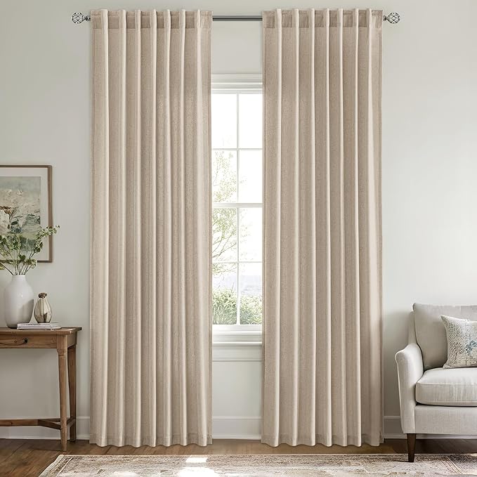 MIULEE Non-See-Through Privacy Linen Curtains 2 Panels, Light Filtering Window - Image 3