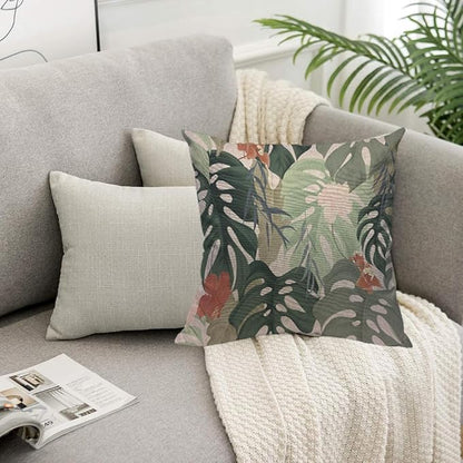 TKS MITLAN Hibiscus Flowers Pillow Covers 18 x 18 Inch Tropical Plants - Image 5