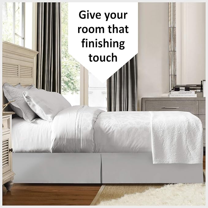 Bed Skirt - 100% Cotton 800 Thread Count Box Pleated Bed Skirt - Luxury Pleated - Image 4