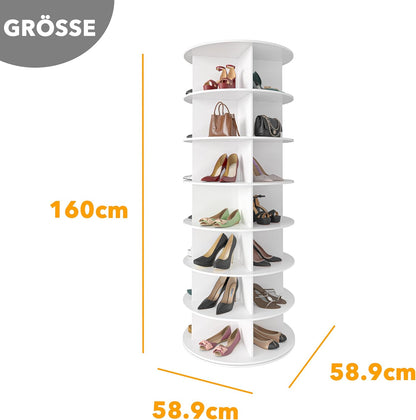 spaceaid 7 tier rotating shoe rack tower, spinning, close-up detail