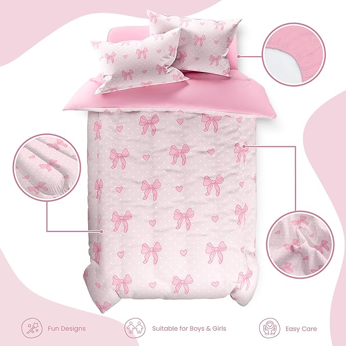 SANDJEST Bow Comforter Set Full Size 98x86in - Image 2
