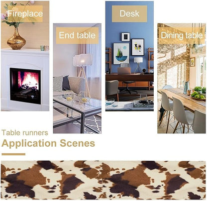 Cow Print Table Runner Animal Fur Skin Brown Cowhide Rustic Hunter Theme - Image 5