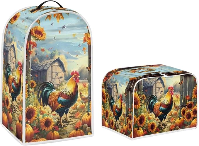 Rooster Toaster and Blender Cover Set Sunflower Dust Protective Cover by Pointodoor