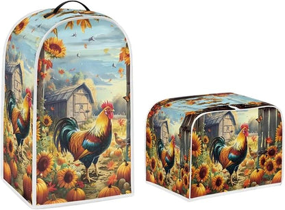 Rooster Toaster and Blender Cover Set Sunflower Dust Protective Cover by Pointodoor
