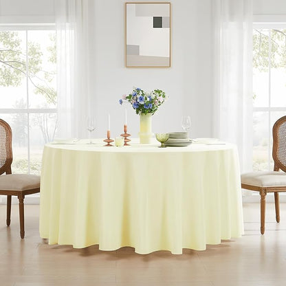 Round Tablecloth 120 Inch Tablecloth 10 Pack Ivory Table Cloths Washable - Image 7