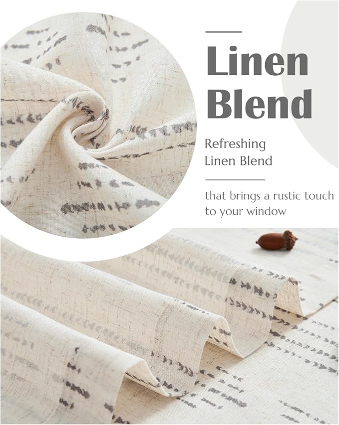 jinchan Boho Kitchen Curtains Linen Cafe Tier Curtains 54 Inch Bohemian - Image 6