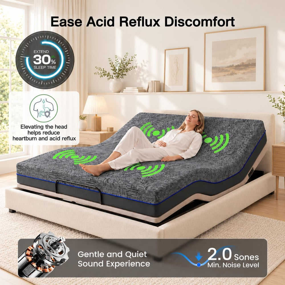 Marsail Queen Zero Clearance Adjustable Bed Base,Electric Bed with Massage