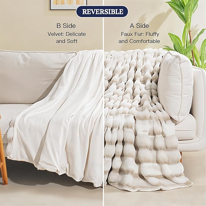 NEXHOME PRO Faux Fur Throw Blanket, Ultra Soft Cozy Warm Fuzzy Fluffy Plush - Image 5