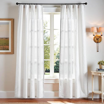 jinchan Linen Blend Curtains 90 inch Length 2 Panels by JINCHAN