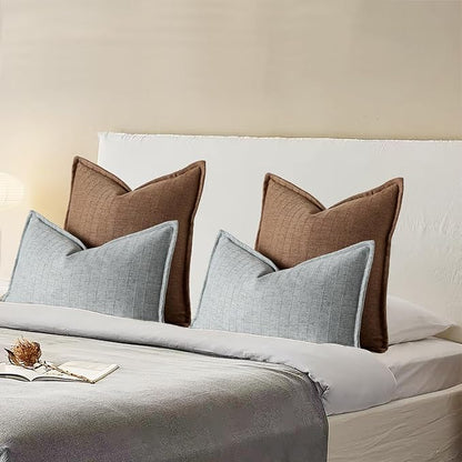 20x20 Linen Pillow Covers Brown Pack of 2 Farmhouse Boho Neutral Accents - Image 6