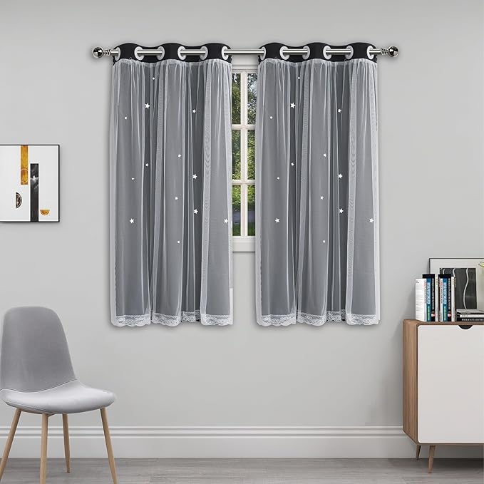 Cute Blackout Curtains with Sheer Overlay - Image 6