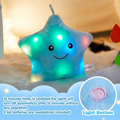 WEWILL 9'' LED Twinkle Star Soft Plush Pillow Toys Glowing Stuffed Star Light - Image 2