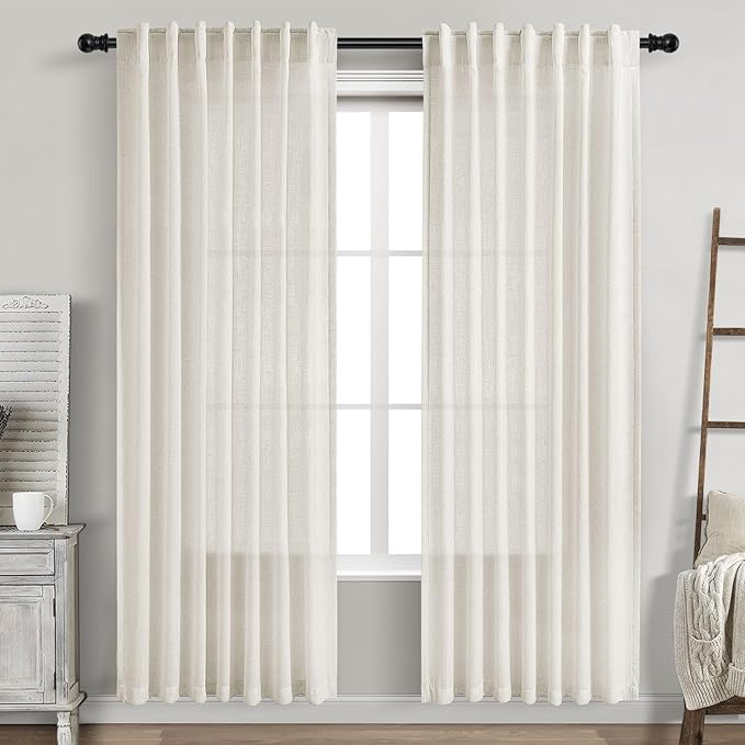 Nanspring Cream Linen Curtains 81 Inches Long by Nanspring