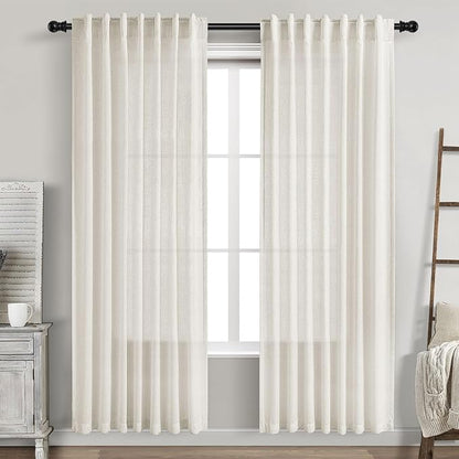 Nanspring Cream Linen Curtains 81 Inches Long by Nanspring