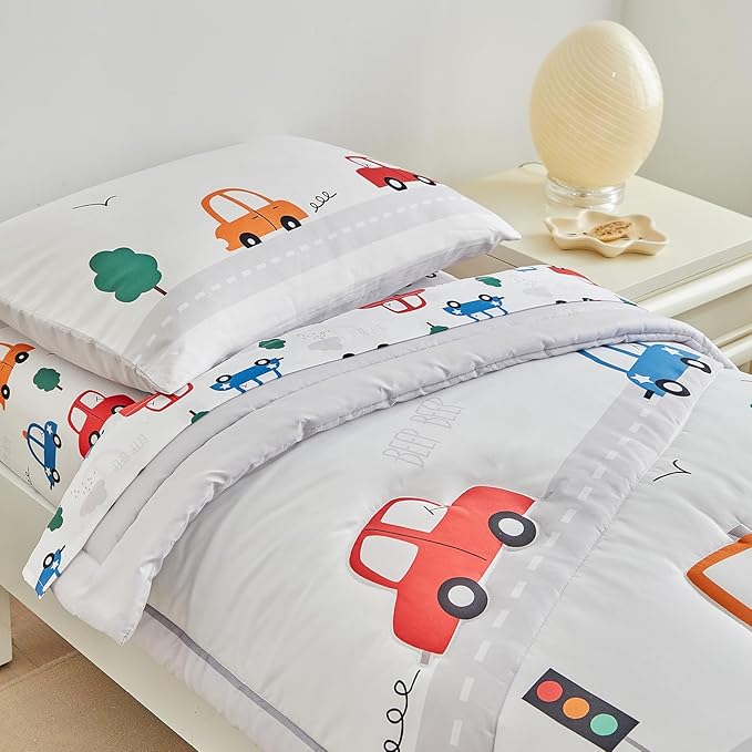 DuShow 4 Pieces Cars Toddler Bedding Set - Image 9