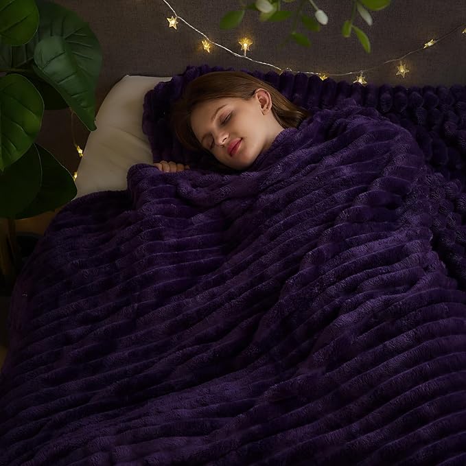 NEWCOSPLAY Super Soft King Blanket Purple Premium Silky Flannel Fleece 3D - Image 2
