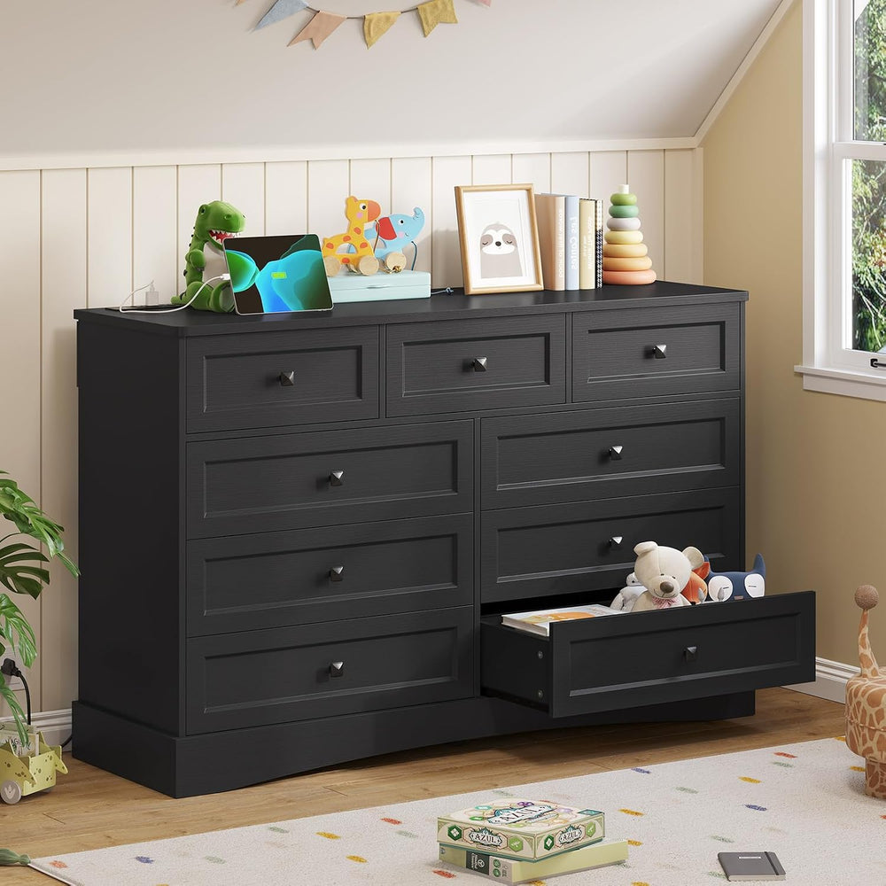 Hasuit Black Dresser for Bedroom with 9 Drawers, 51.2" Large Drawer Dres...