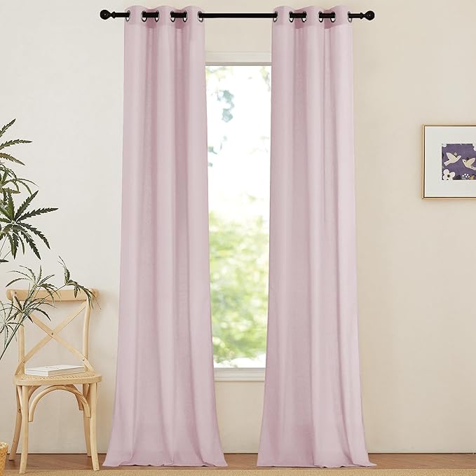 NICETOWN Blush Pink Linen Curtains by NICETOWN