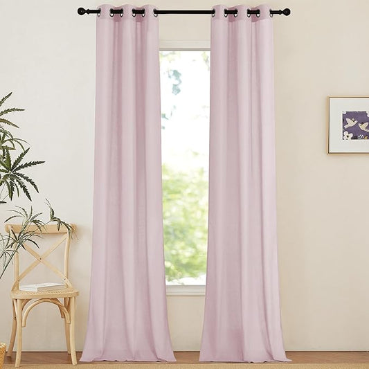 NICETOWN Blush Pink Linen Curtains by NICETOWN